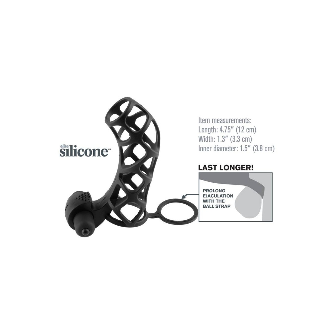 GUAINA PER COPPIA STIMOLANTE E VIBRANTE PER CLITORIDE IN SILICONE POWER CAGE 