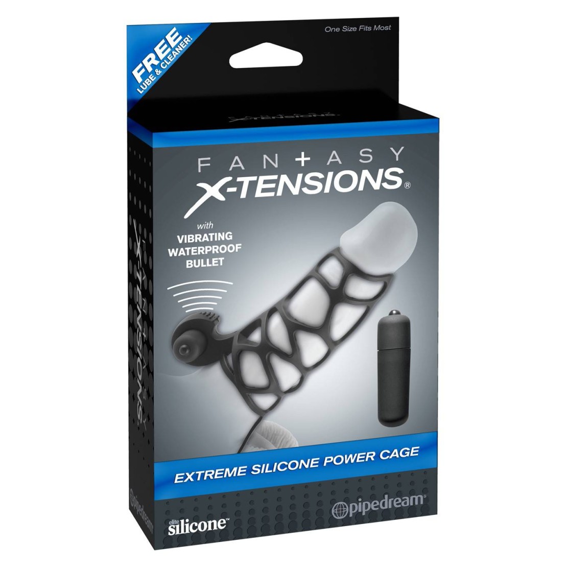 GUAINA PER COPPIA STIMOLANTE E VIBRANTE PER CLITORIDE IN SILICONE POWER CAGE