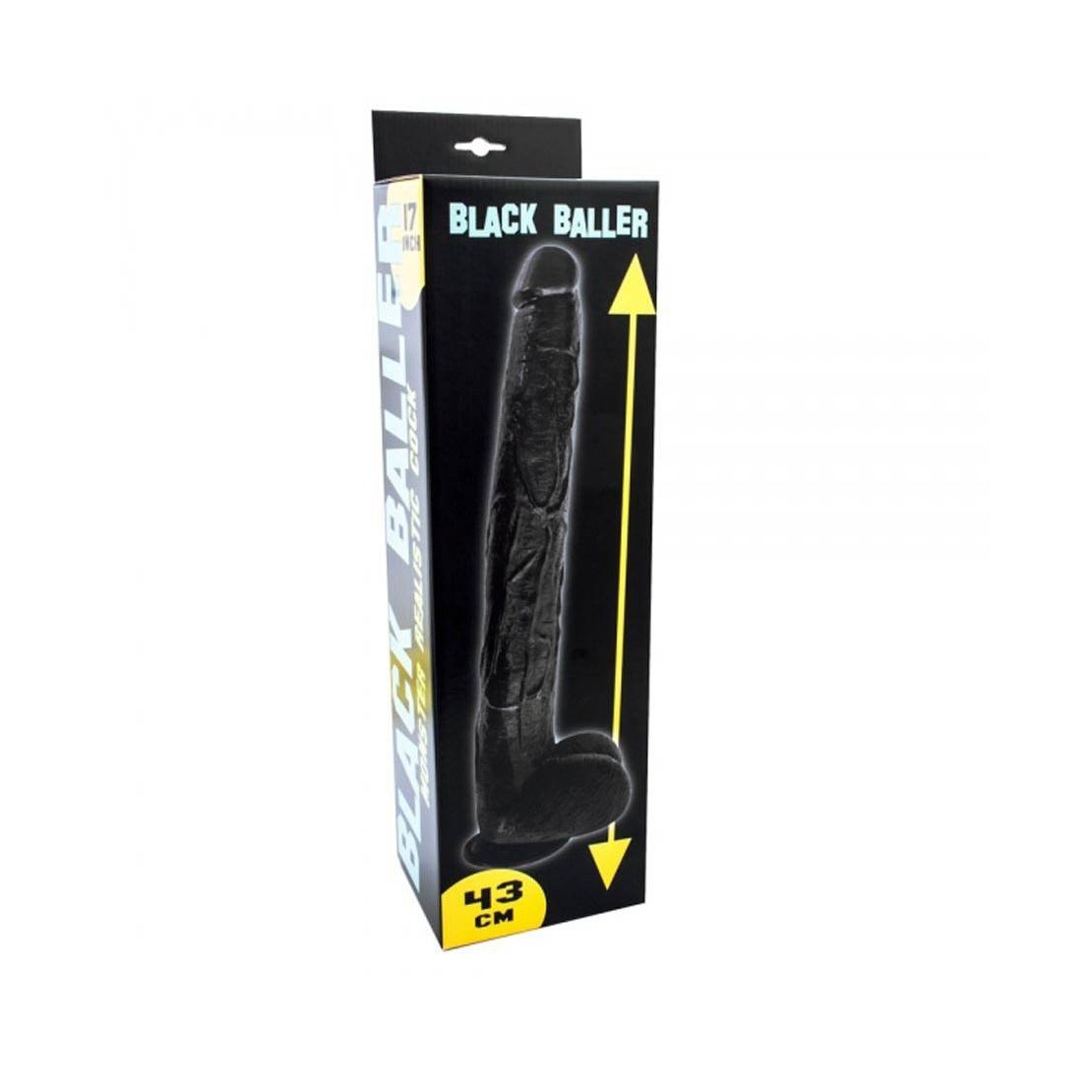 DILDO REALE  LUNGO E GROSSO NERO CON VENTOSA 43 CM BLACK BALLER 