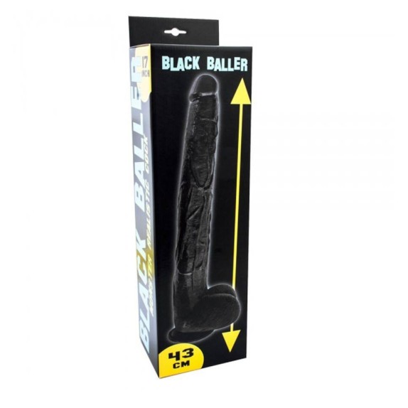 DILDO REALE  LUNGO E GROSSO NERO CON VENTOSA 43 CM BLACK BALLER 