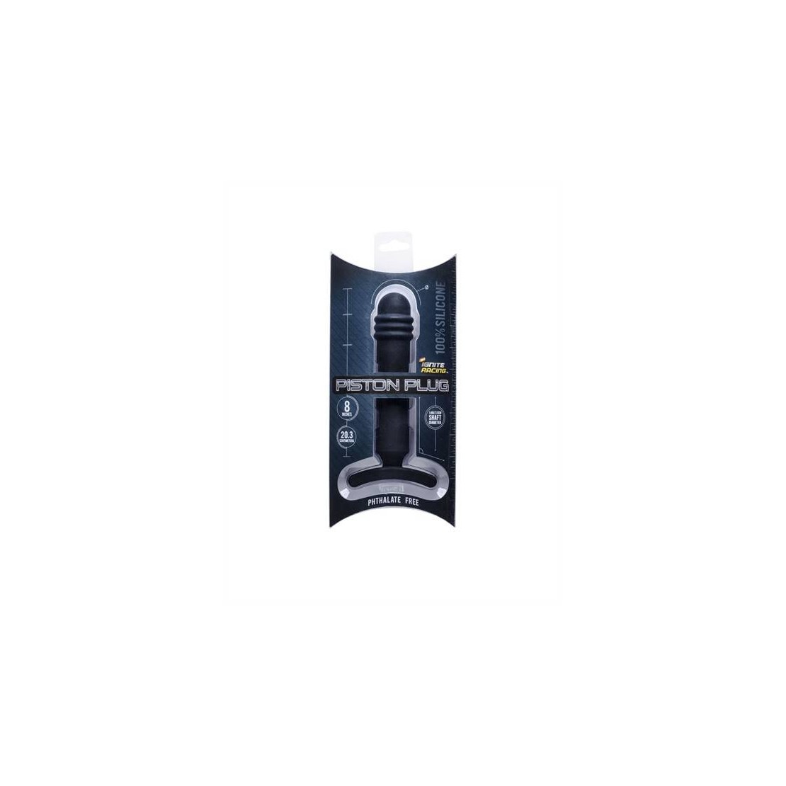 TAPPO ANALE SEXY IN SILICONE 8 INCH 20 CM PISTON PLUG NERO