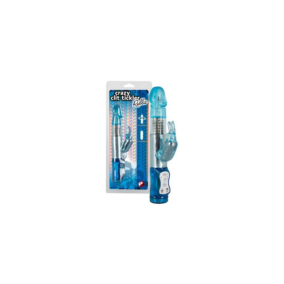 VIBRATORE RABBIT CHE RUOTA E VIBRA CON CONIGLIETTO CRAZY CLIT TICKLER BLU