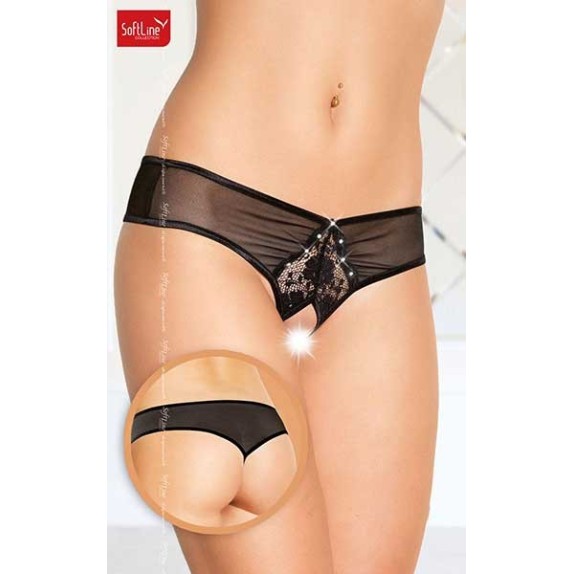 BRASILIANA NERA IN TULLE E PIZZO PER DONNA CON STRASS