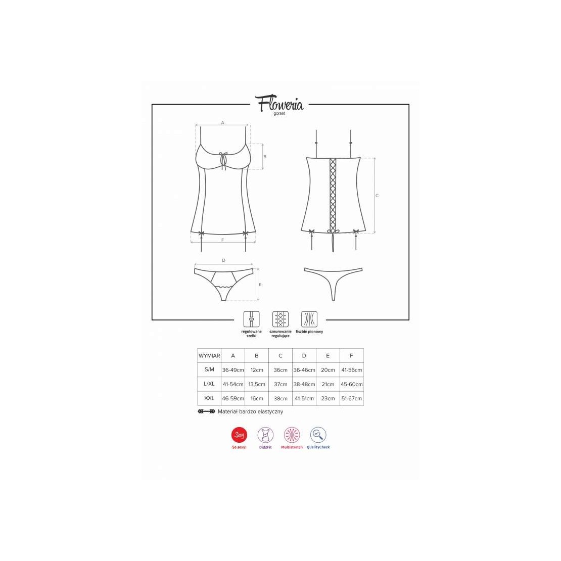 GUEPIERE SEXY CON RICAMI ROSA FLOWERIA CORSET