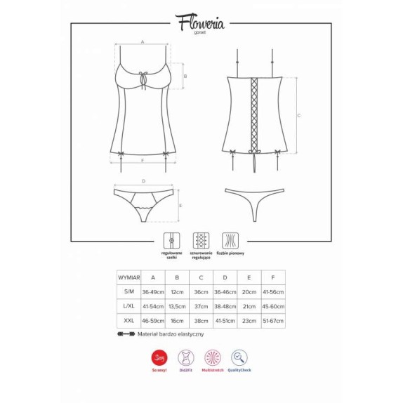 GUEPIERE SEXY CON RICAMI ROSA FLOWERIA CORSET