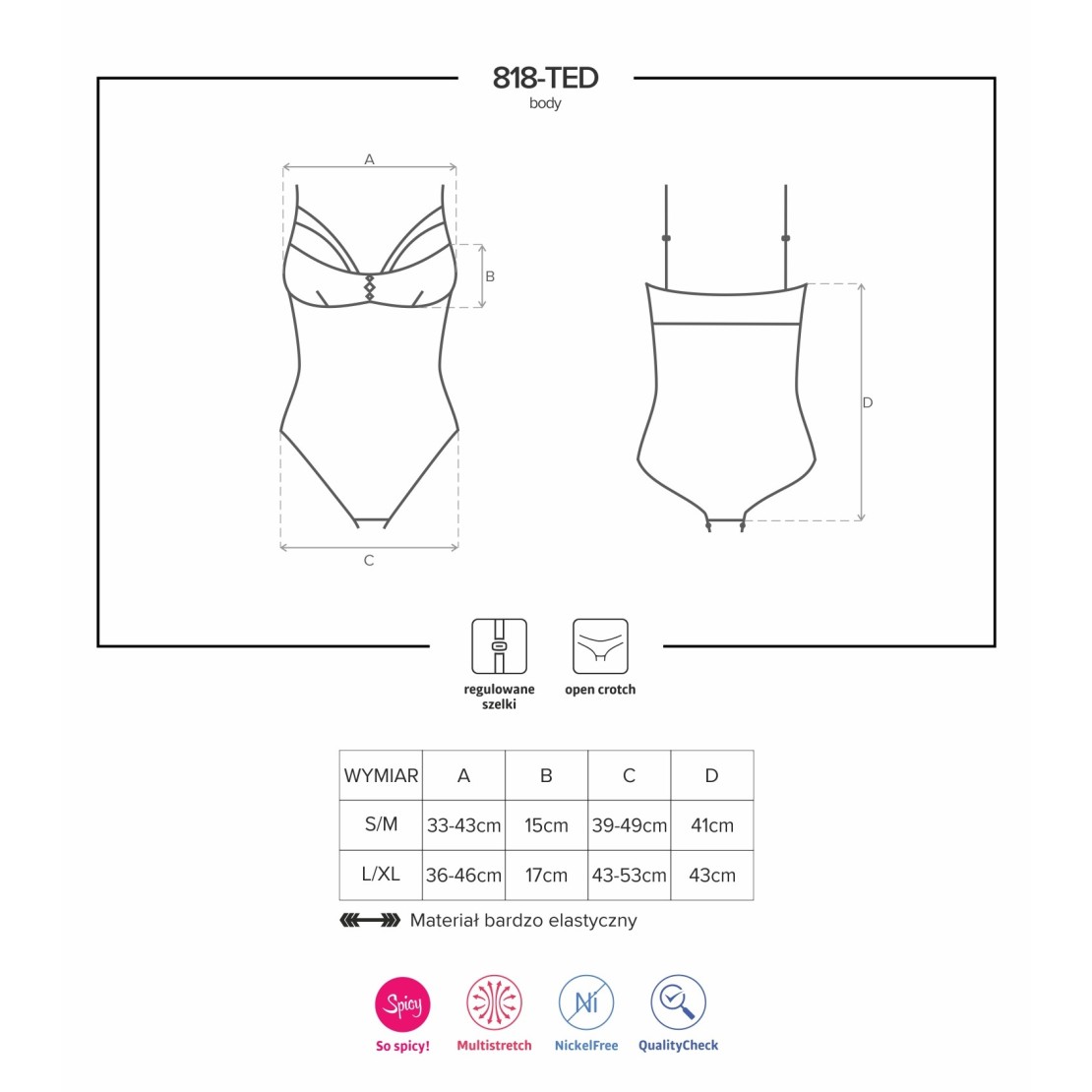 BODY SEXY APERTO CON FASCETTE 818-TED