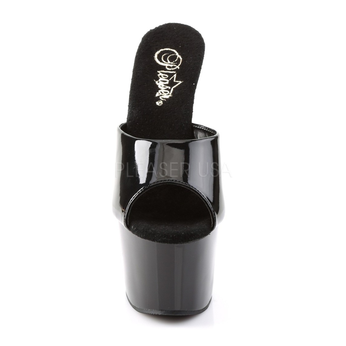 SANDALO NERO LUCIDO TACCO 17-18 CM