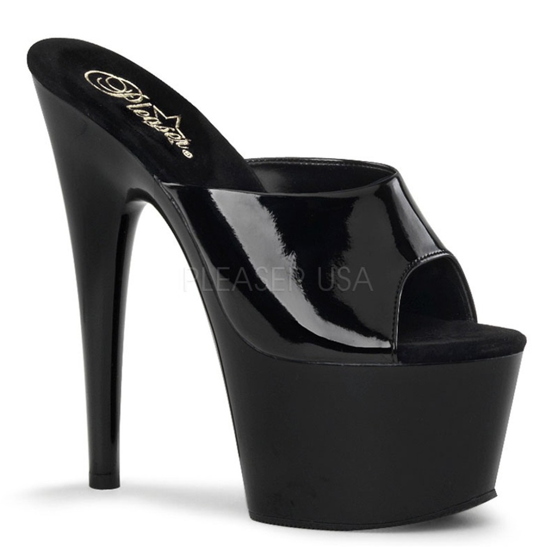 SANDALO NERO LUCIDO TACCO 17-18 CM