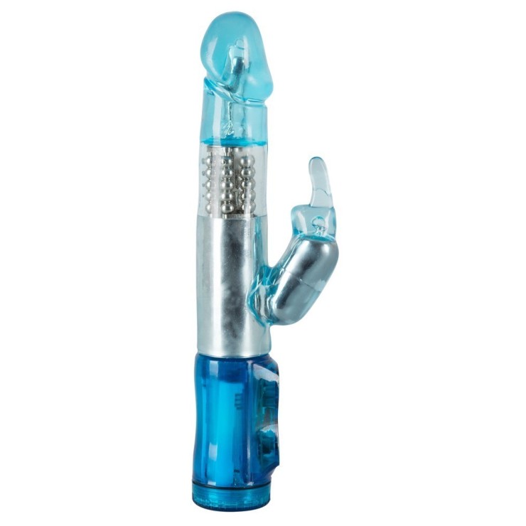 VIBRATORE RABBIT CHE RUOTA E VIBRA CON CONIGLIETTO CRAZY CLIT TICKLER BLU 2