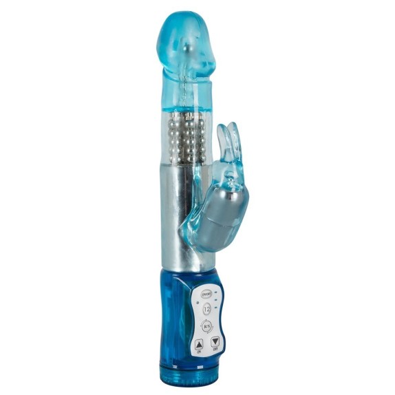 VIBRATORE RABBIT CHE RUOTA E VIBRA CON CONIGLIETTO CRAZY CLIT TICKLER BLU