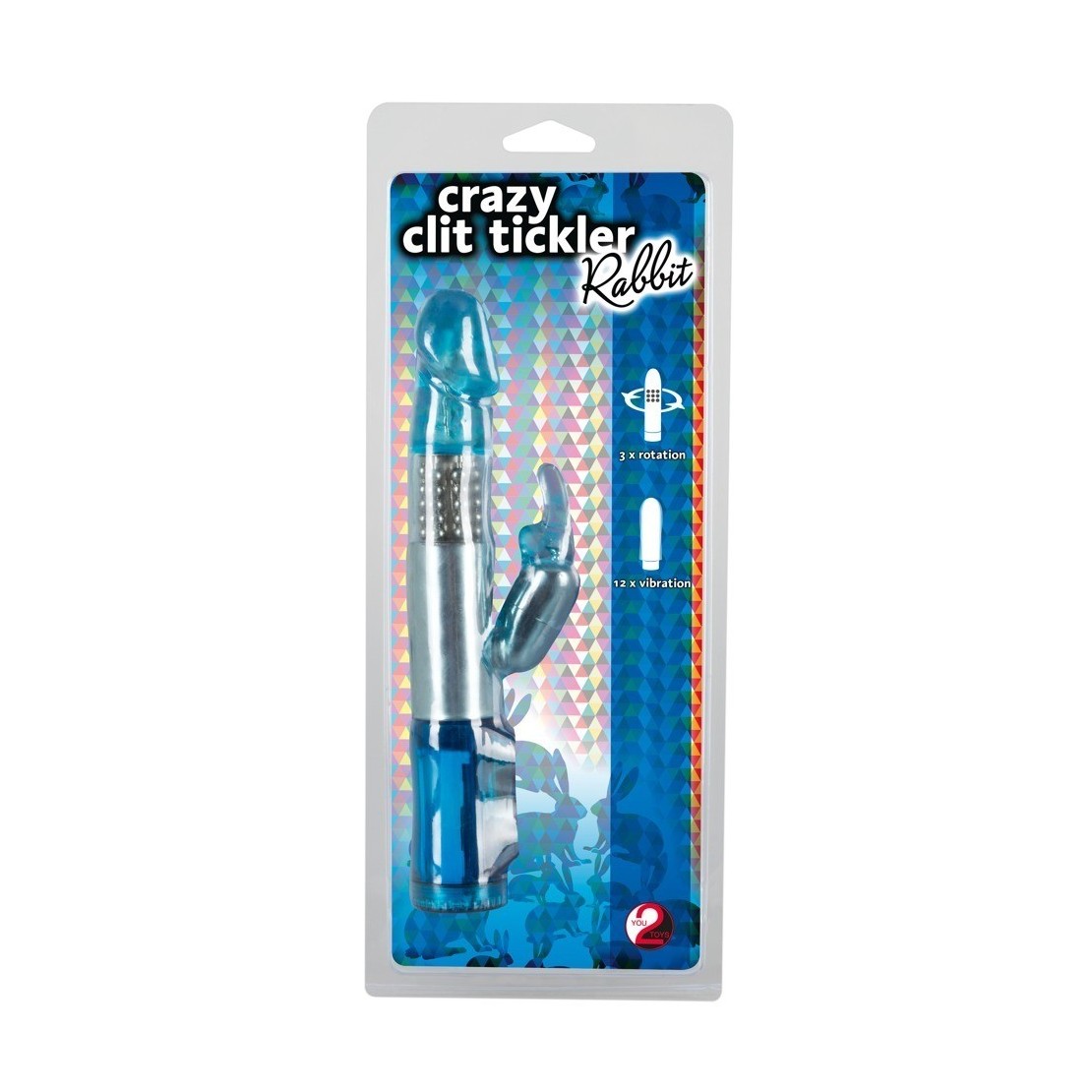 VIBRATORE RABBIT CHE RUOTA E VIBRA CON CONIGLIETTO CRAZY CLIT TICKLER BLU