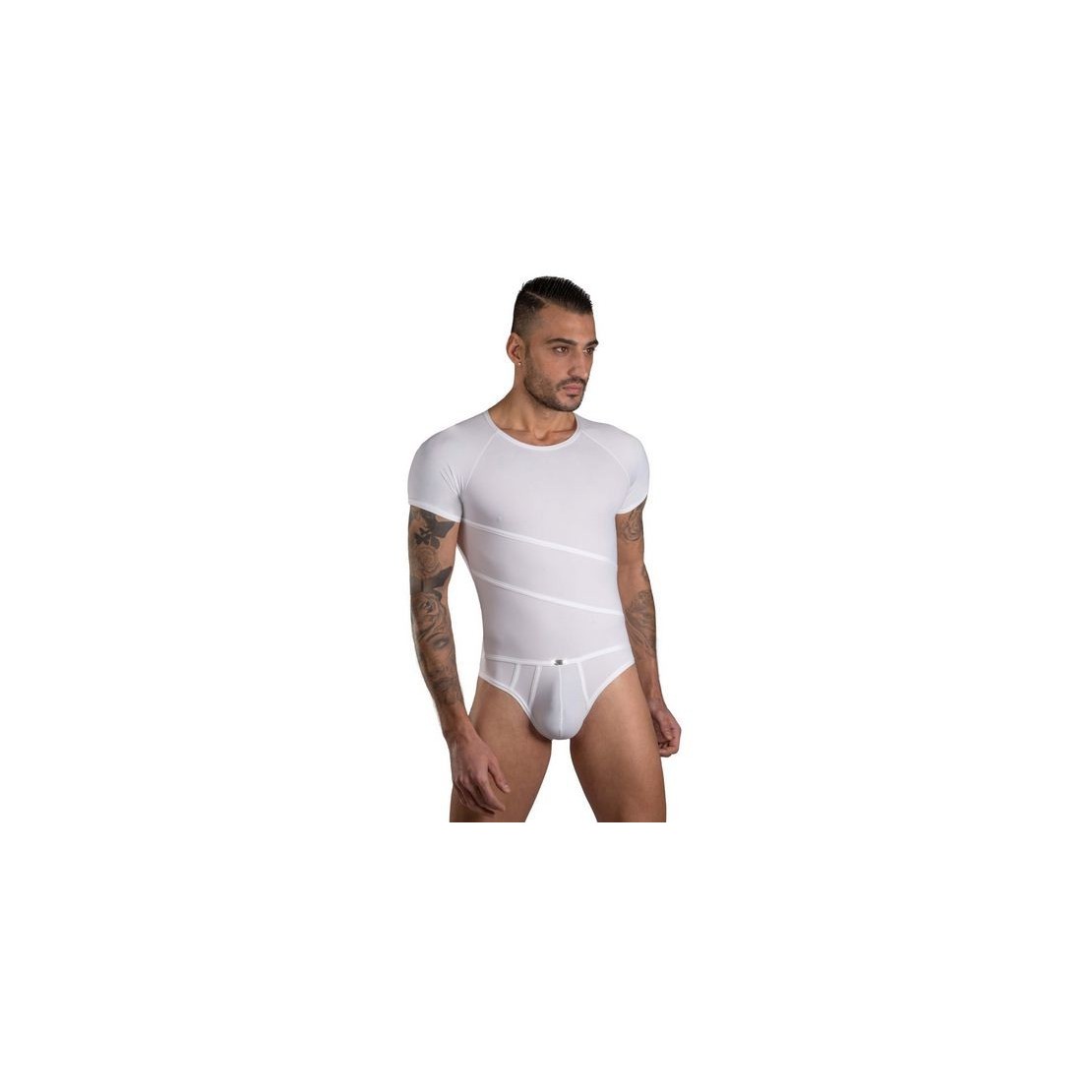 BODY BIANCO UOMO SEXY A MEZZA MANICA