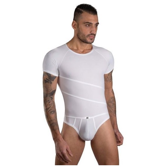 BODY BIANCO UOMO SEXY A MEZZA MANICA