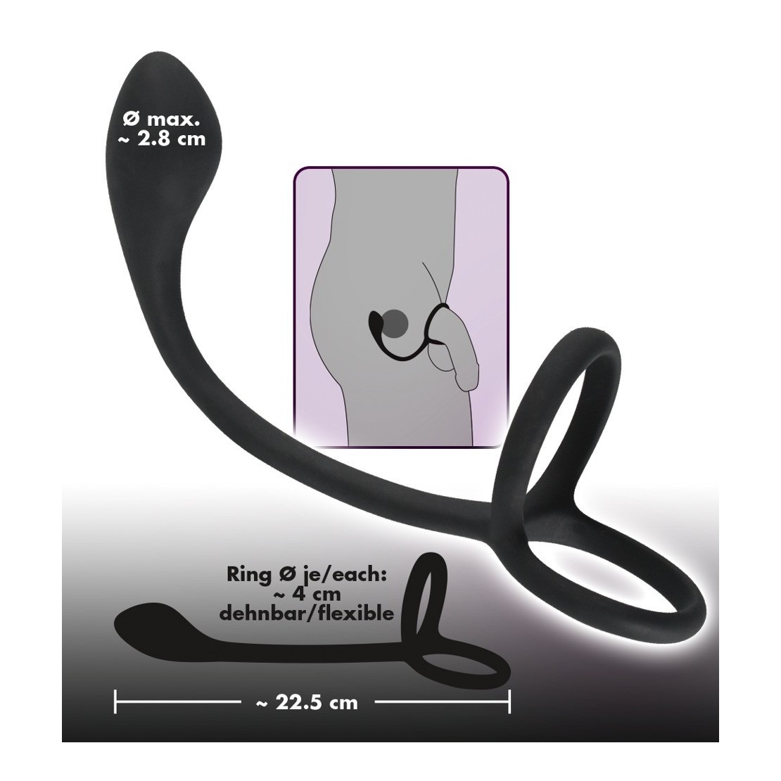ANELLO DOPPIO PER PENE E TESTICOLI CON PLUG ANALE