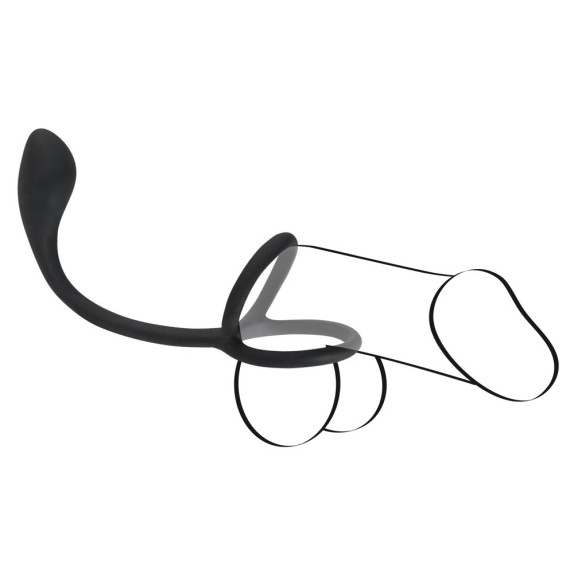 ANELLO DOPPIO PER PENE E TESTICOLI CON PLUG ANALE