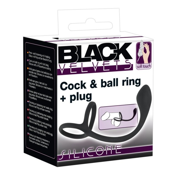 ANELLO DOPPIO PER PENE E TESTICOLI CON PLUG ANALE