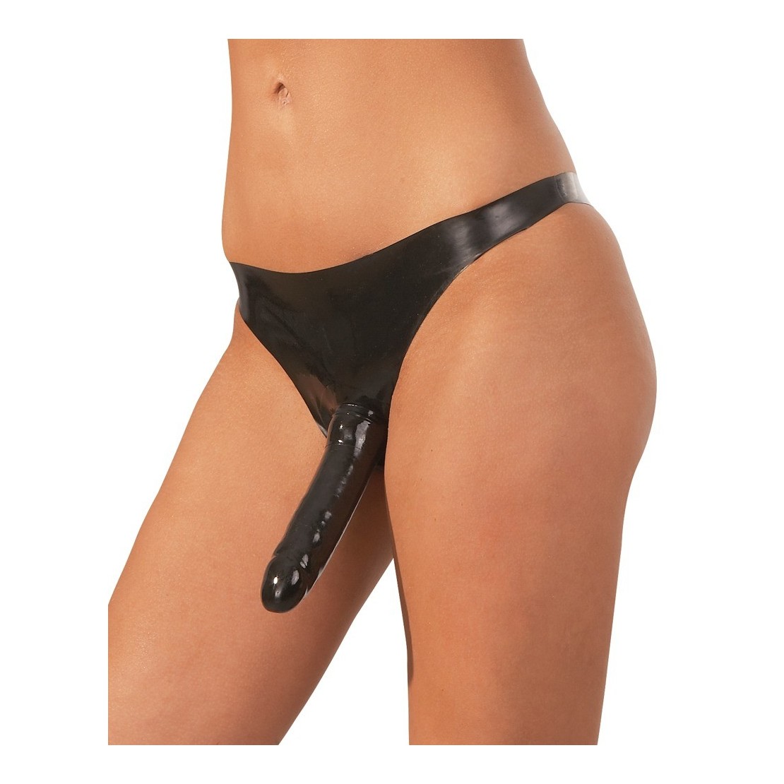 SLIP PER DONNA IN LATEX CON DUE FALLI SEX TOY STRAP ON
