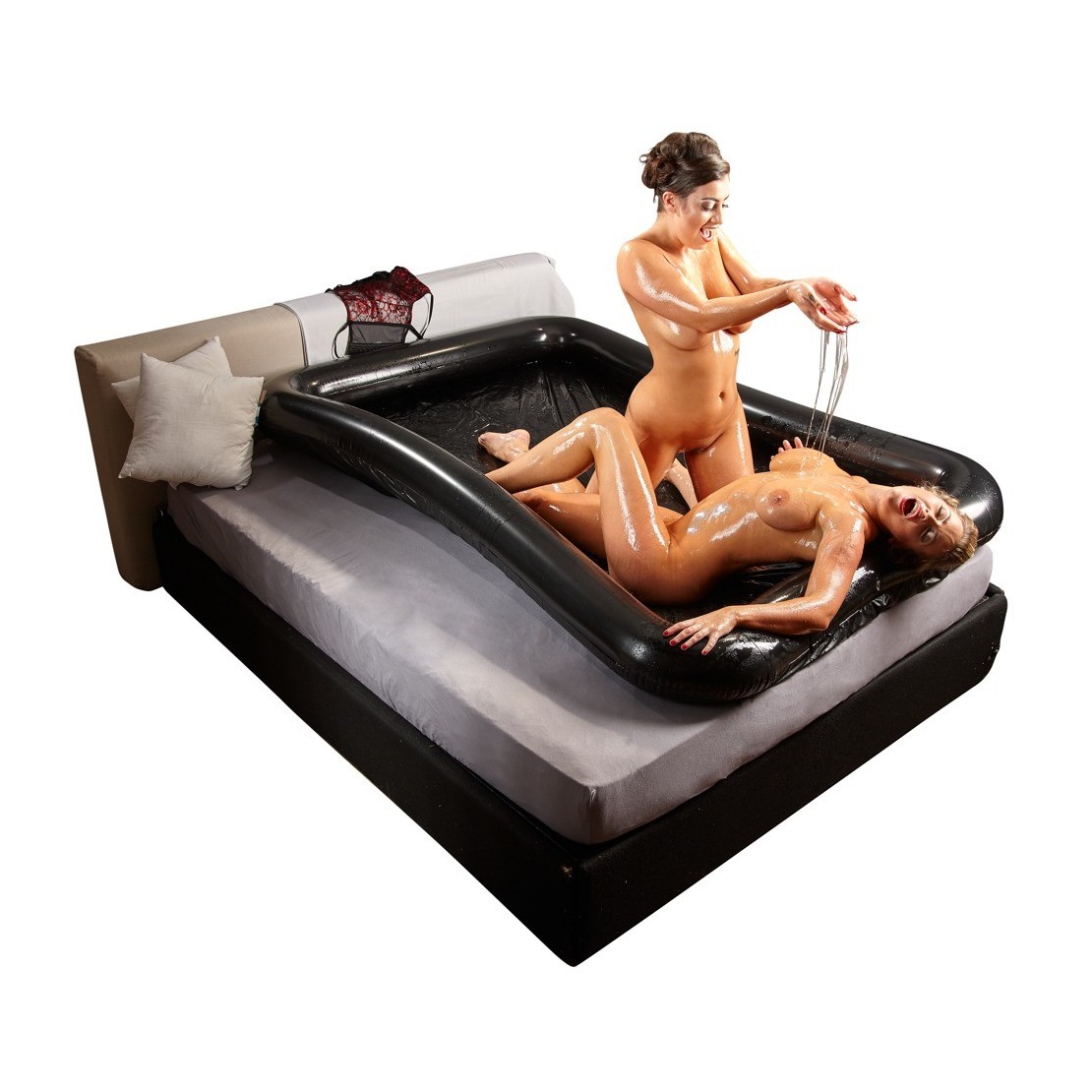 PISCINA GONFIABILE NERA PER GIOCHI EROTICI CON 1 LITRO DI LUBRIFICANTE GLOSSY GAME