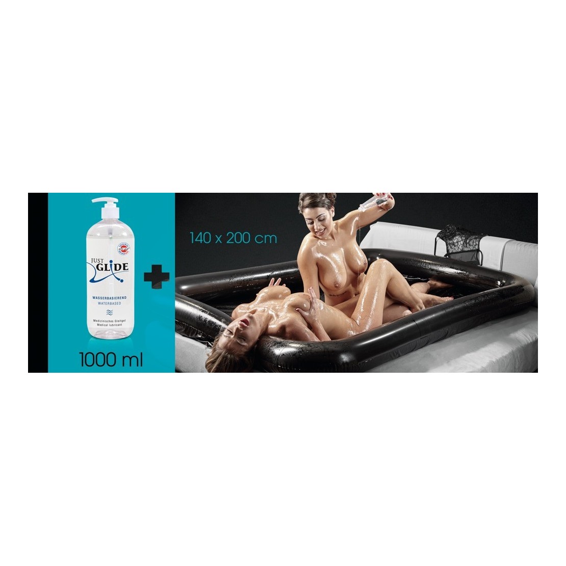 PISCINA GONFIABILE NERA PER GIOCHI EROTICI CON 1 LITRO DI LUBRIFICANTE GLOSSY GAME