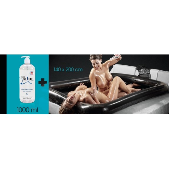 PISCINA GONFIABILE NERA PER GIOCHI EROTICI CON 1 LITRO DI LUBRIFICANTE GLOSSY GAME