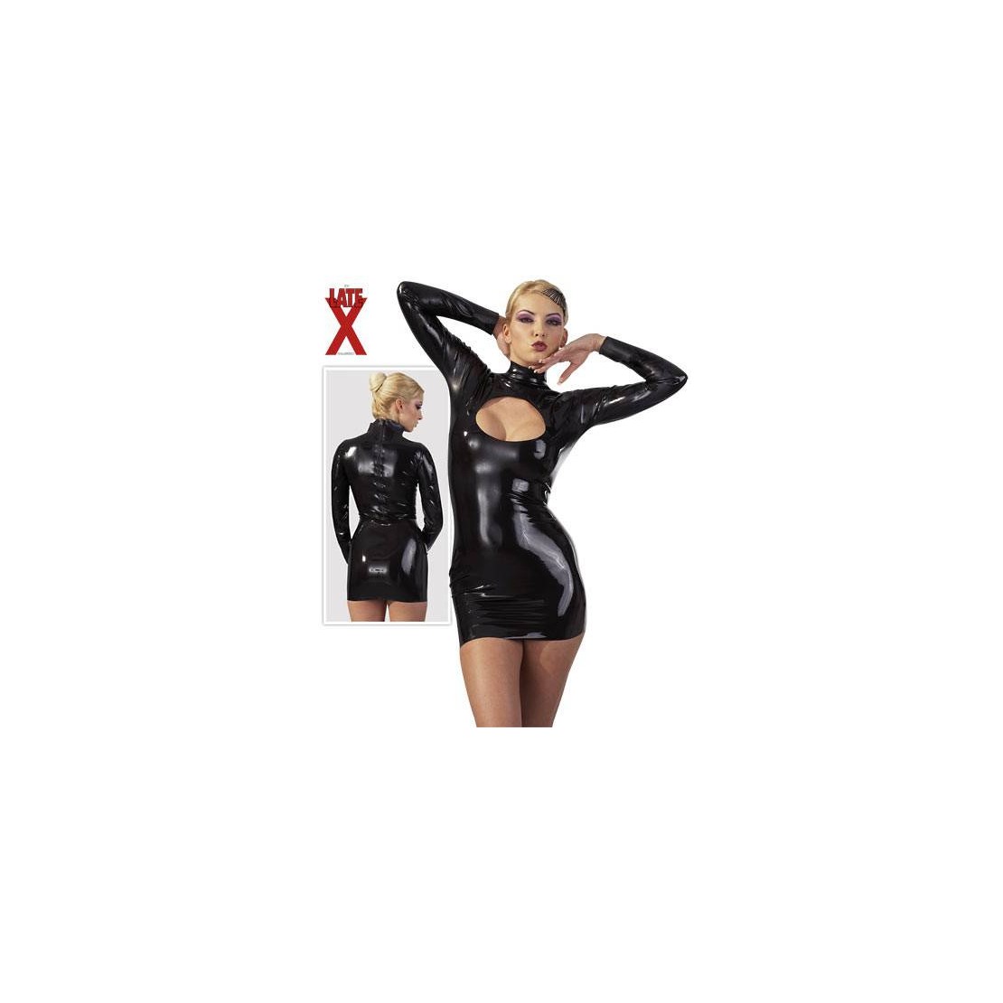 ABITO MANICHE LUNGHE CORTO IN LATEX MINIKLEID