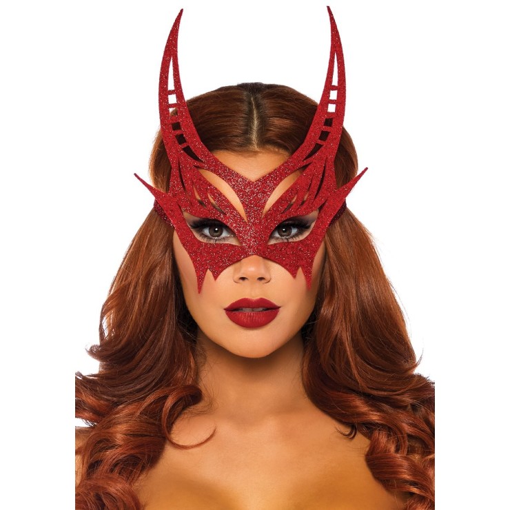 MASCHERA ROSSA GLITTERATA PER SEXY COSTUME DIAVOLO-DIAVOLESSA