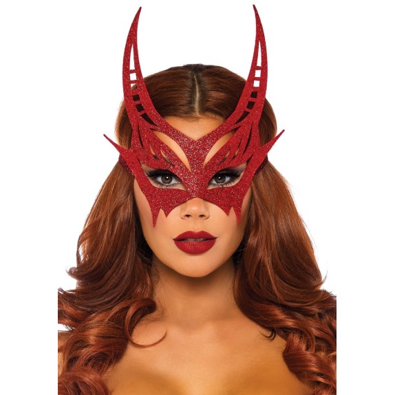 MASCHERA ROSSA GLITTERATA PER SEXY COSTUME DIAVOLO-DIAVOLETTA