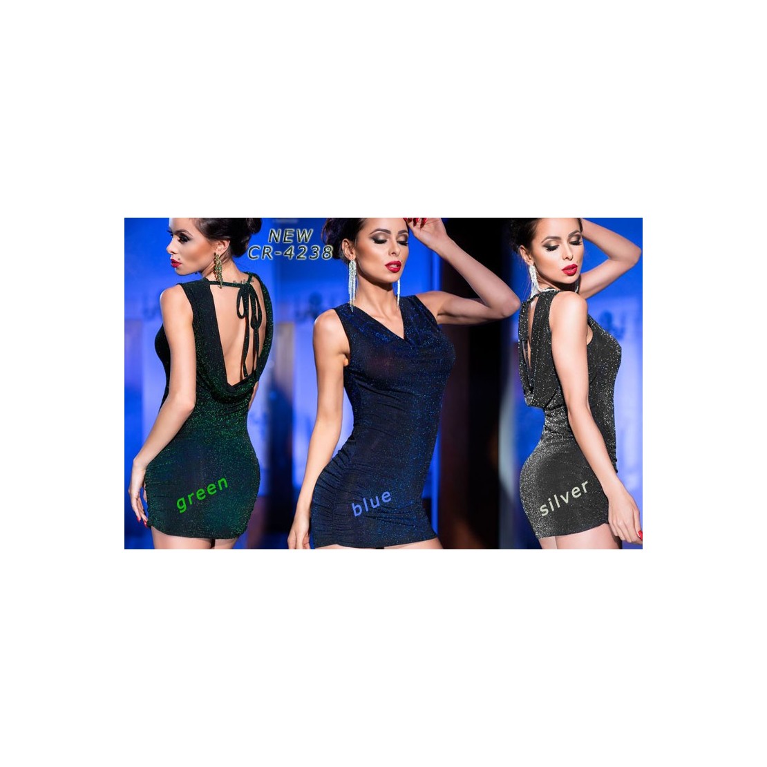 MINI ABITO SEXY PER DONNA CON FILI COLORATI IN LUREX