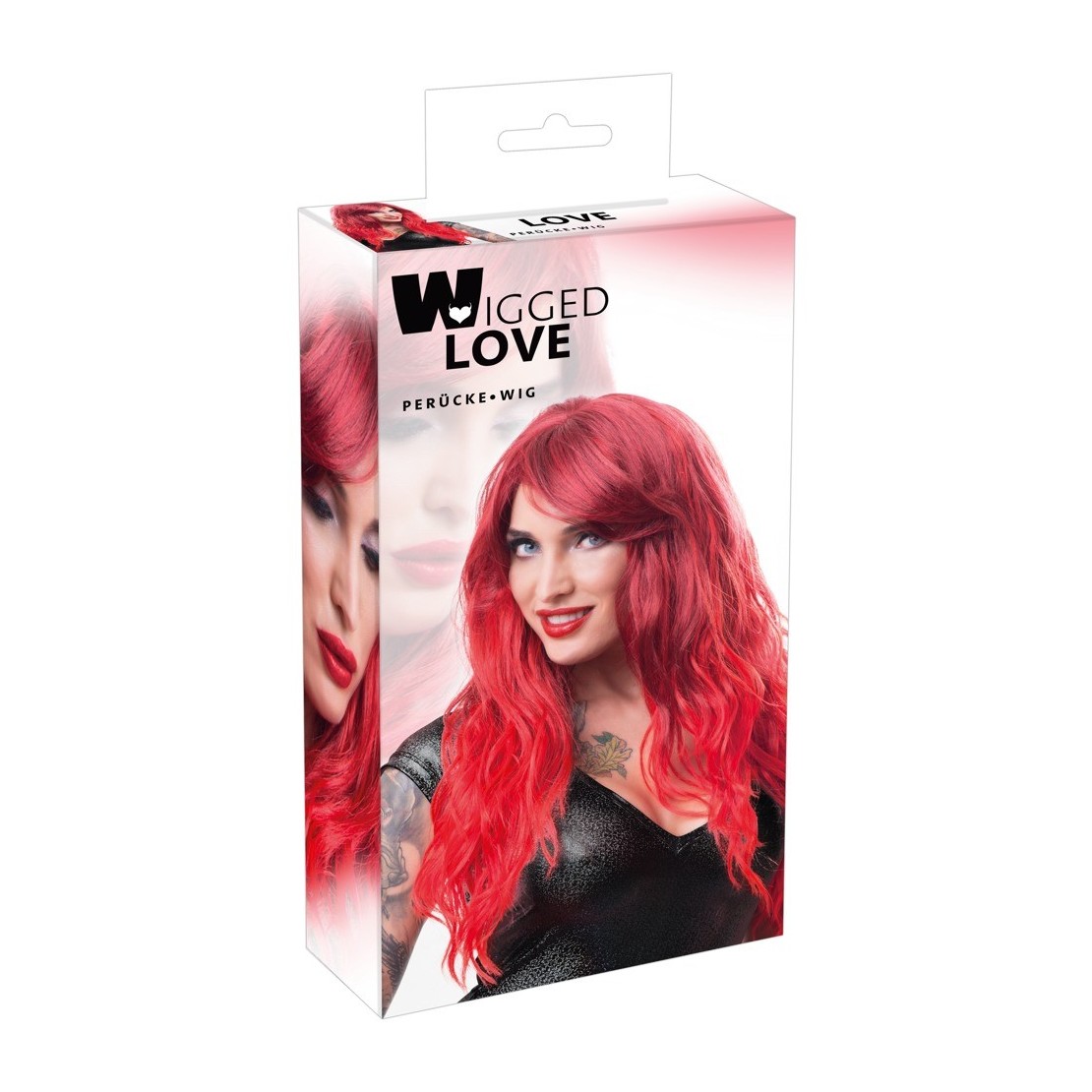 PARRUCCA SEXY ROSSA CAPELLI LUNGHI CON FRANGIA LATERALE