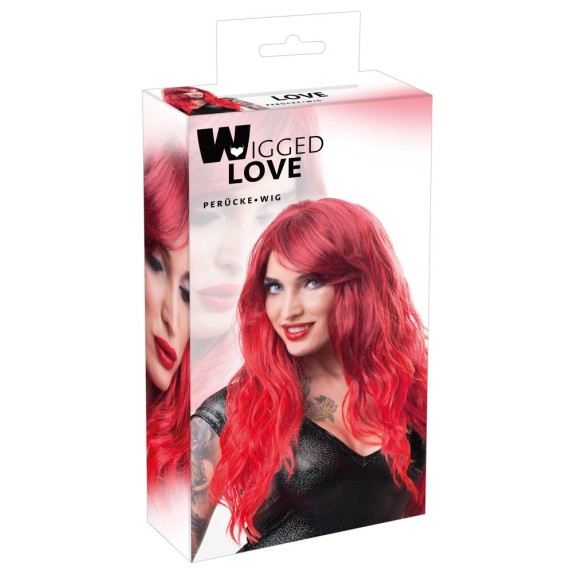PARRUCCA SEXY ROSSA CAPELLI LUNGHI CON FRANGIA LATERALE