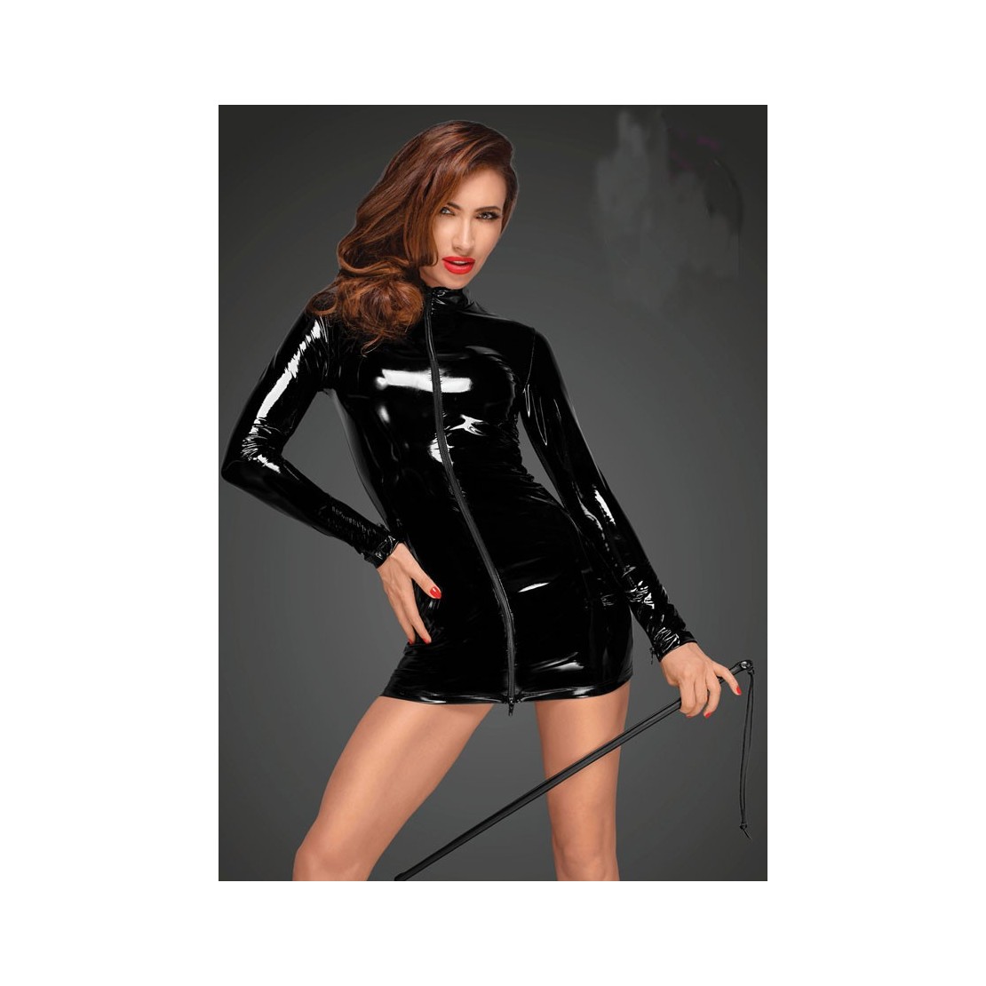 MINI ABITO SEXY PER DONNA IN PVC NOIR
