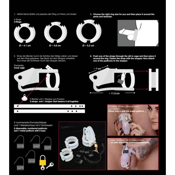 CINTURA DI CASTITA' PER UOMO SEX TOY IN SILICONE TRASPARENTE
