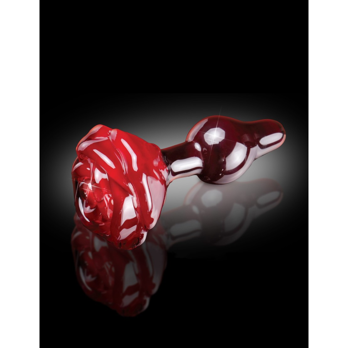 TAPPO ANALE IN VETRO SEX TOY CON FIORE ROSSO