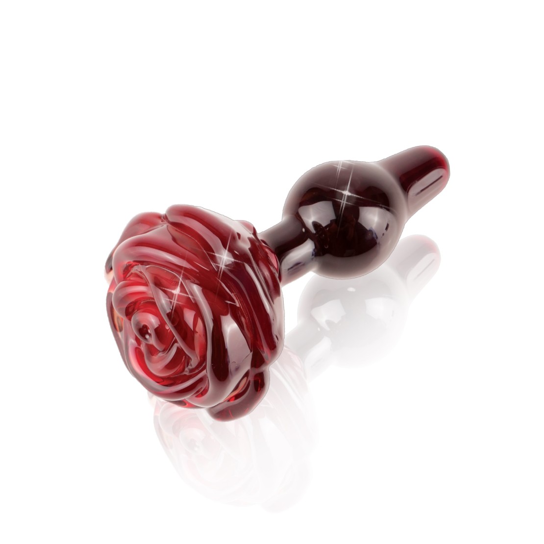 TAPPO ANALE IN VETRO SEX TOY CON FIORE ROSSO