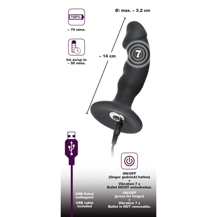 VIBRATORE ANALE UNISEX SEX TOY RICARICABILE 2