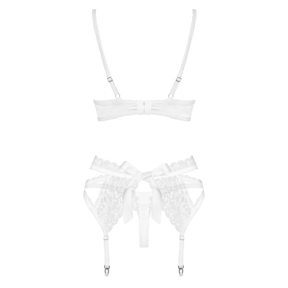 COMPLETO INTIMO SEXY PER DONNA SET TRE PEZZI BIANCO