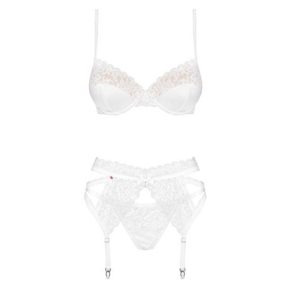 COMPLETO INTIMO SEXY PER DONNA SET TRE PEZZI BIANCO