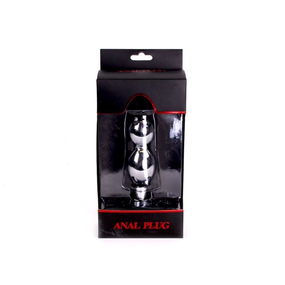 PLUG ANALE CON DOPPIA PALLA IN METALLO SEX TOY CON VENTOSA
