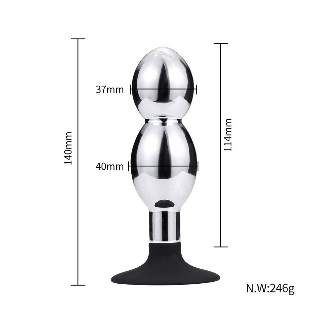 PLUG ANALE CON DOPPIA PALLA IN METALLO SEX TOY...