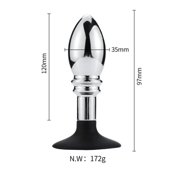 TAPPO-PLUG ANALE IN METALLO SEX TOY CON VENTOSA
