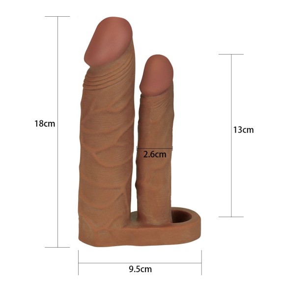 PROLUNGA PER PENE REALISTICA MORBIDA PER DOPPIA PENETRAZIONE SEX TOY MARRONE