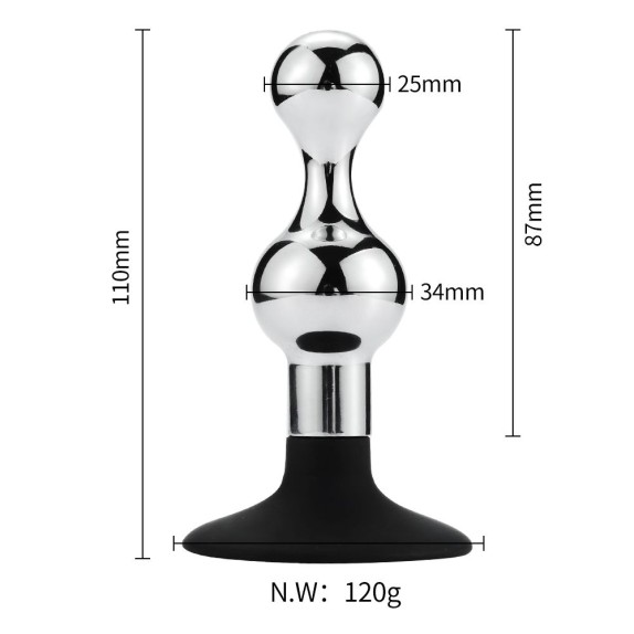 TAPPO-PLUG ANALE IN METALLO CON VENTOSA SEX TOY SANDGLASS