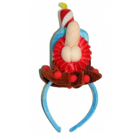 CERCHIETTO COMPLEANNO PER LEI IN PELUCHE CON PISELLO GADGET SCHERZOSO SEXY