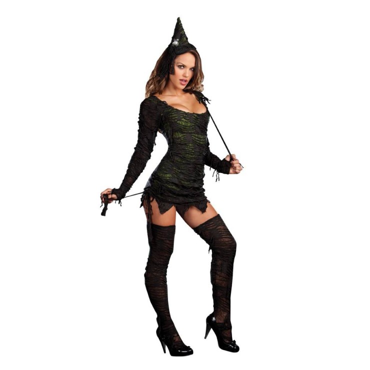 COSTUME TRAVESTIMENTO PER DONNA SEXY DA STREGA HALLOWEEN