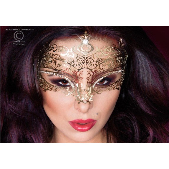 MASCHERA IN METALLO SEXY PER DONNA COLOR ORO CHILIROSE