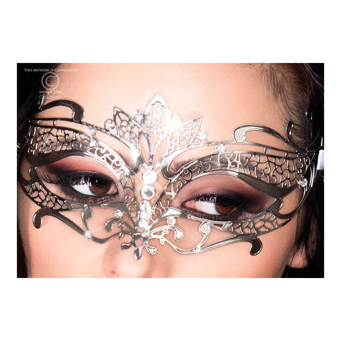 MASCHERA IN METALLO SEXY PE RDONNA COLOR ARGENTO