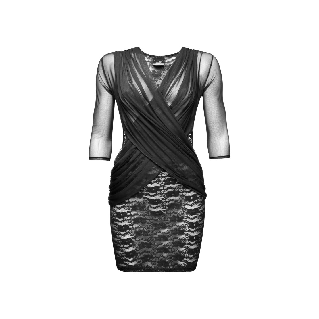 SEXY MINI ABITO NERO PER DONNA IN PIZZO E TULLE