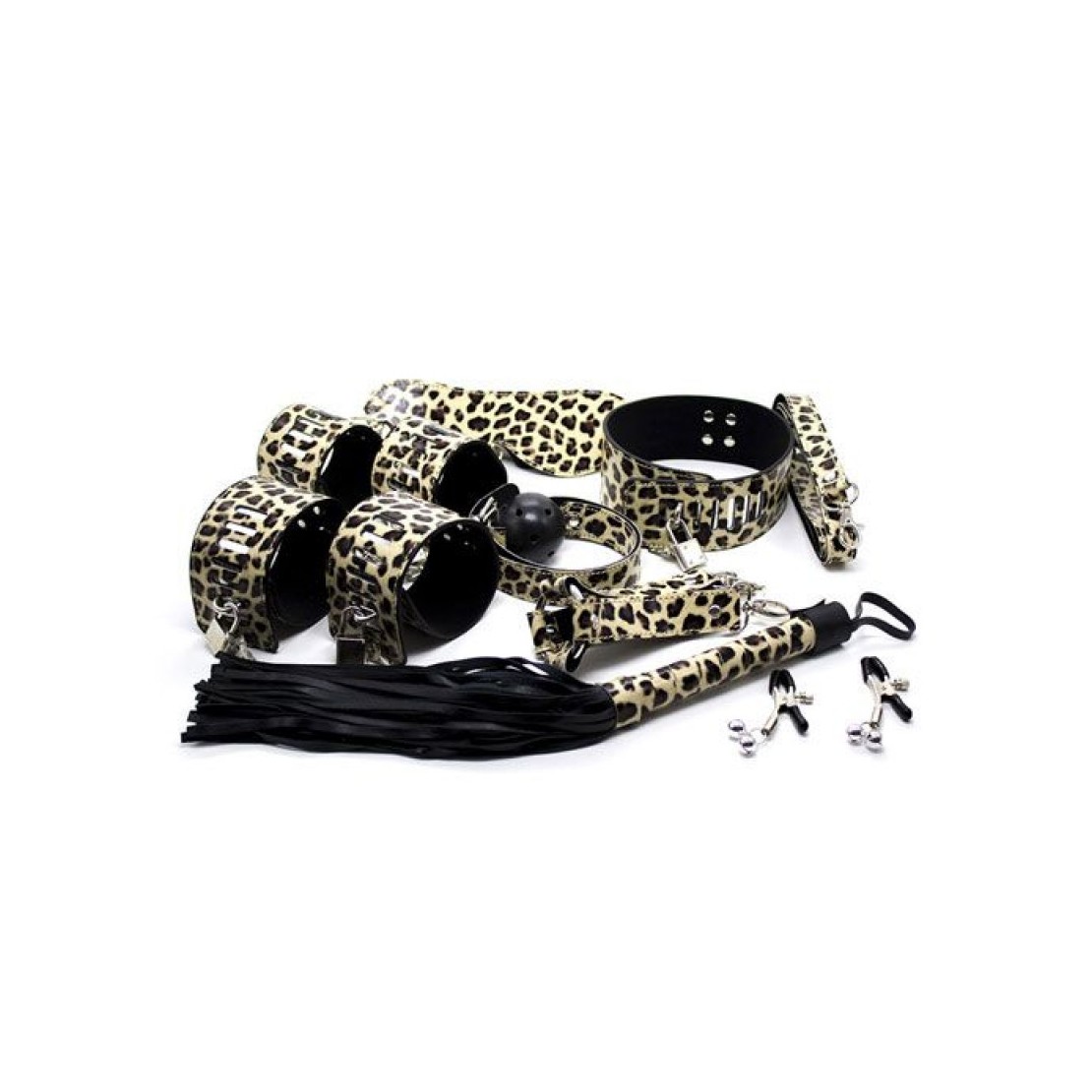 KIT BONDAGE 9 PEZZI LEOPARDATO PER GIOCHI DI...