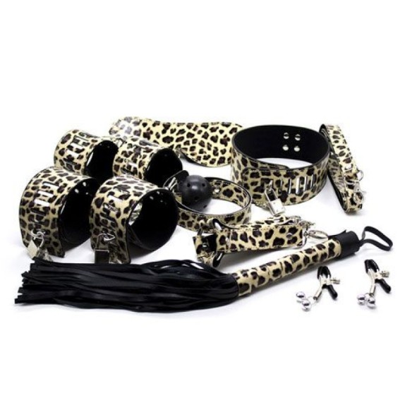 KIT BONDAGE 9 PEZZI LEOPARDATO