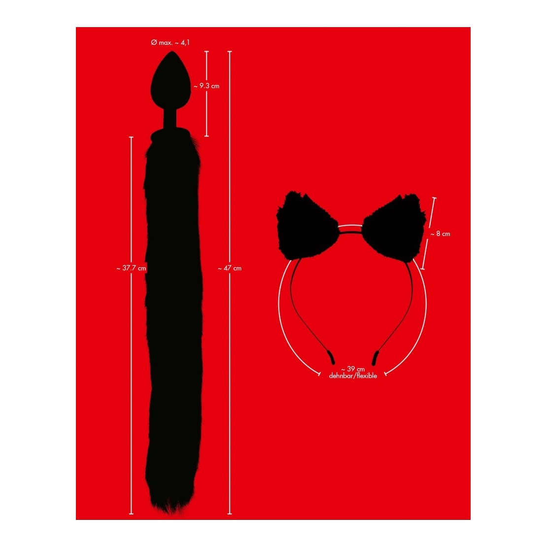 PLUG IN SILICONE CON CODA E ORECCHIETTE SEX TOY...